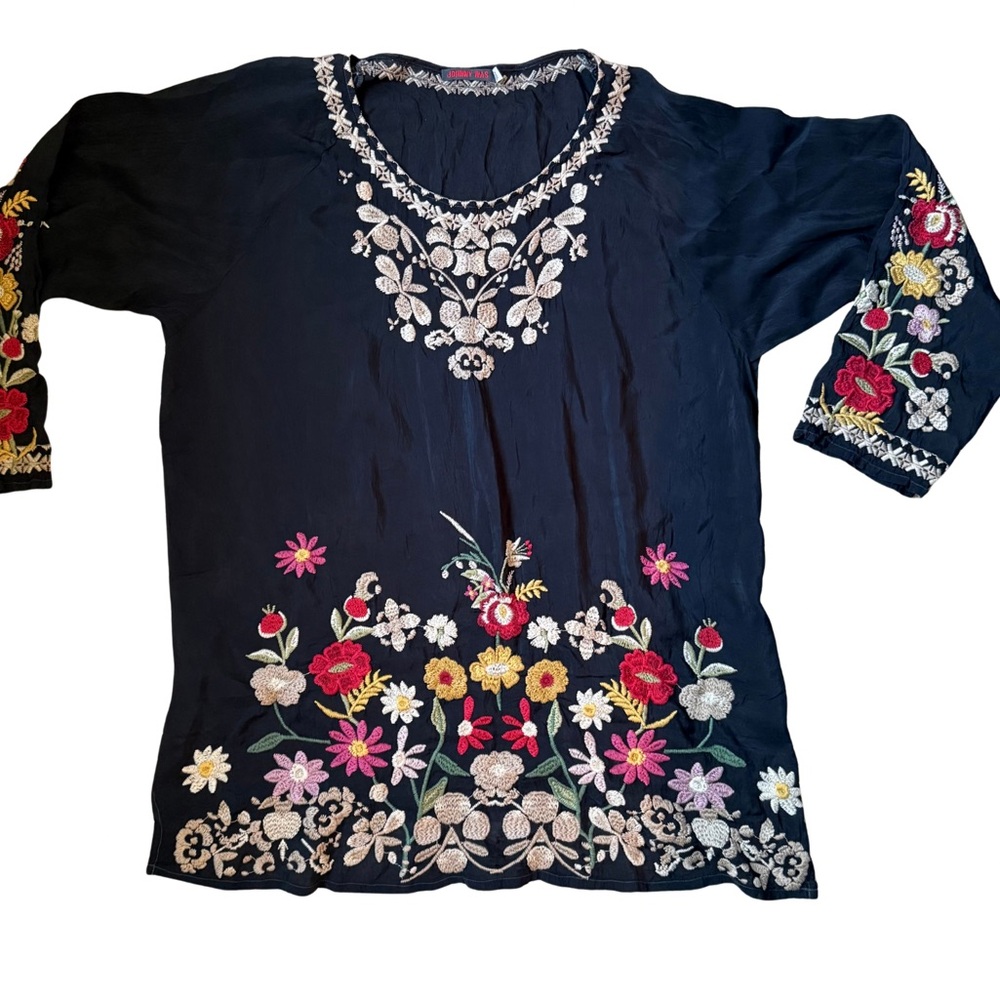 Embroidered Floral Johnny Was Top